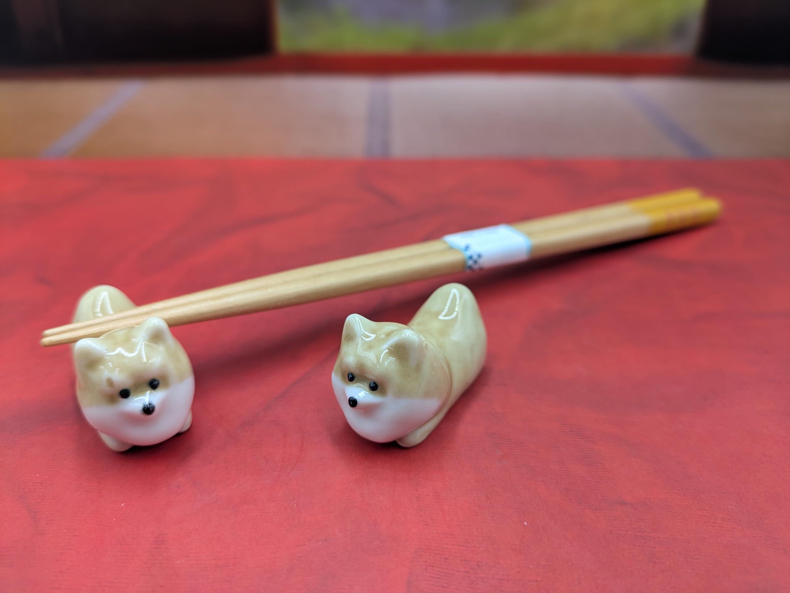 Amazon.co.jp: 陶器製 箸置き 2個セット 犬 ポメラニアン 置物